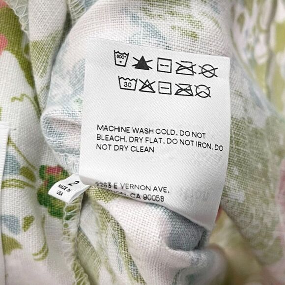 REFORMATION Pinegrove High Rise Linen Pants Summer Of Love Floral Print Size 2 - Picture 9 of 9